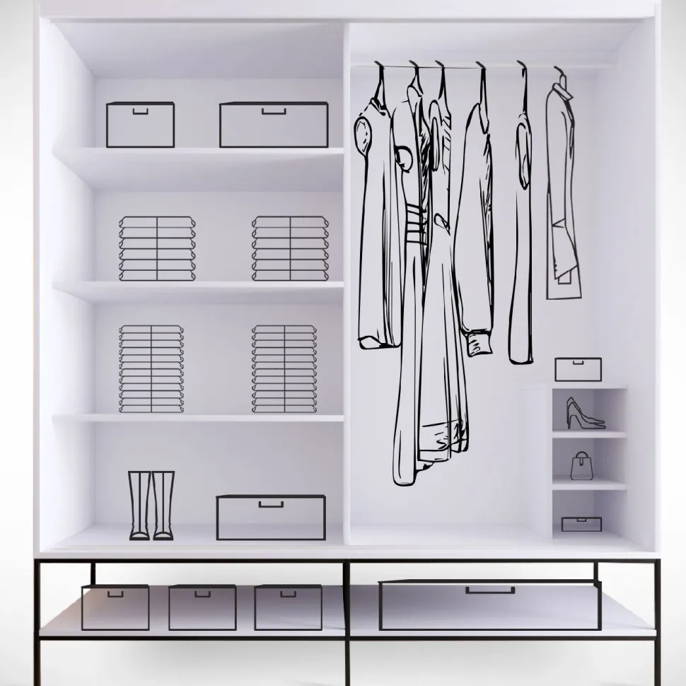 Vaatekaappi liukuovilla Linento Furniture Martin, 190cm, valkoinen