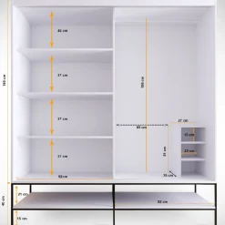 Vaatekaappi liukuovilla Linento Furniture Martin, 190cm, valkoinen