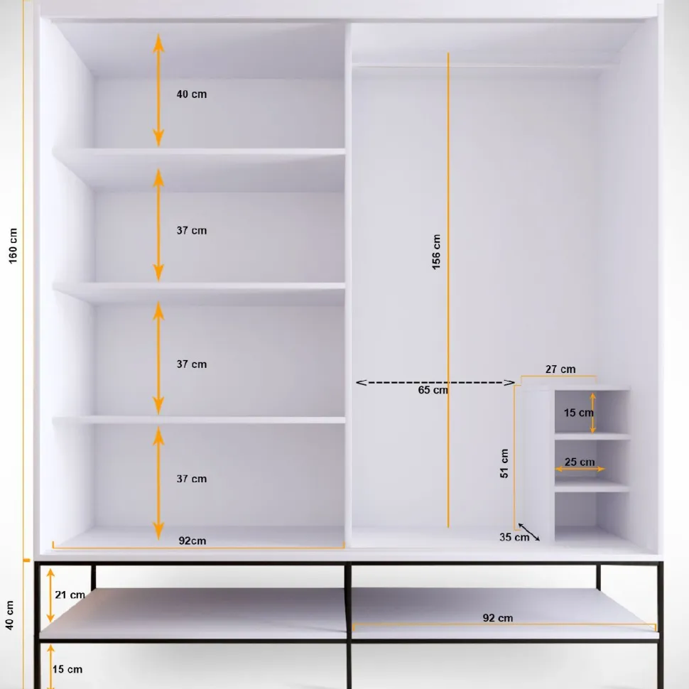 Vaatekaappi liukuovilla Linento Furniture Martin, 190cm, valkoinen