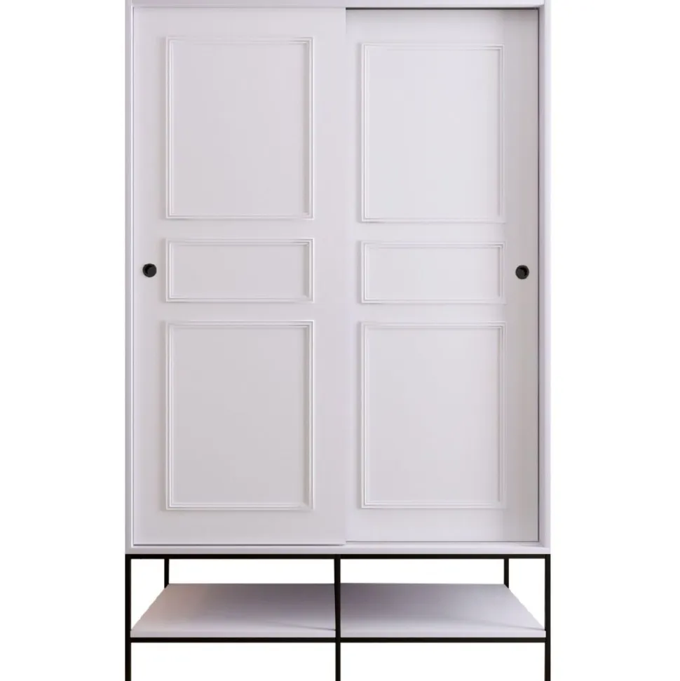 Vaatekaappi liukuovilla Linento Furniture Martin, 120cm, valkoinen