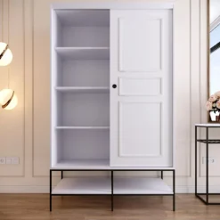 Vaatekaappi liukuovilla Linento Furniture Martin, 120cm, valkoinen