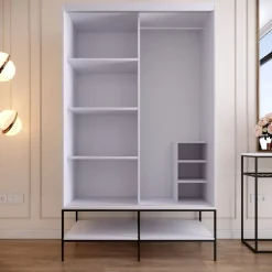 Vaatekaappi liukuovilla Linento Furniture Martin, 120cm, valkoinen