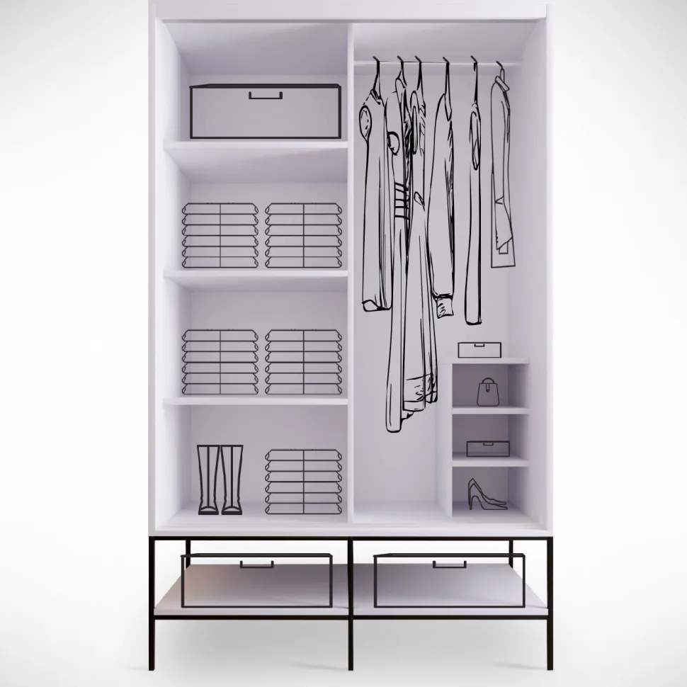Vaatekaappi liukuovilla Linento Furniture Martin, 120cm, valkoinen
