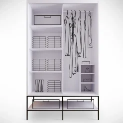 Vaatekaappi liukuovilla Linento Furniture Martin, 120cm, valkoinen marmori/kulta