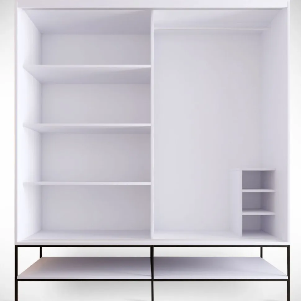 Vaatekaappi liukuovilla Linento Furniture Martin, 190cm, valkoinen marmori/kulta