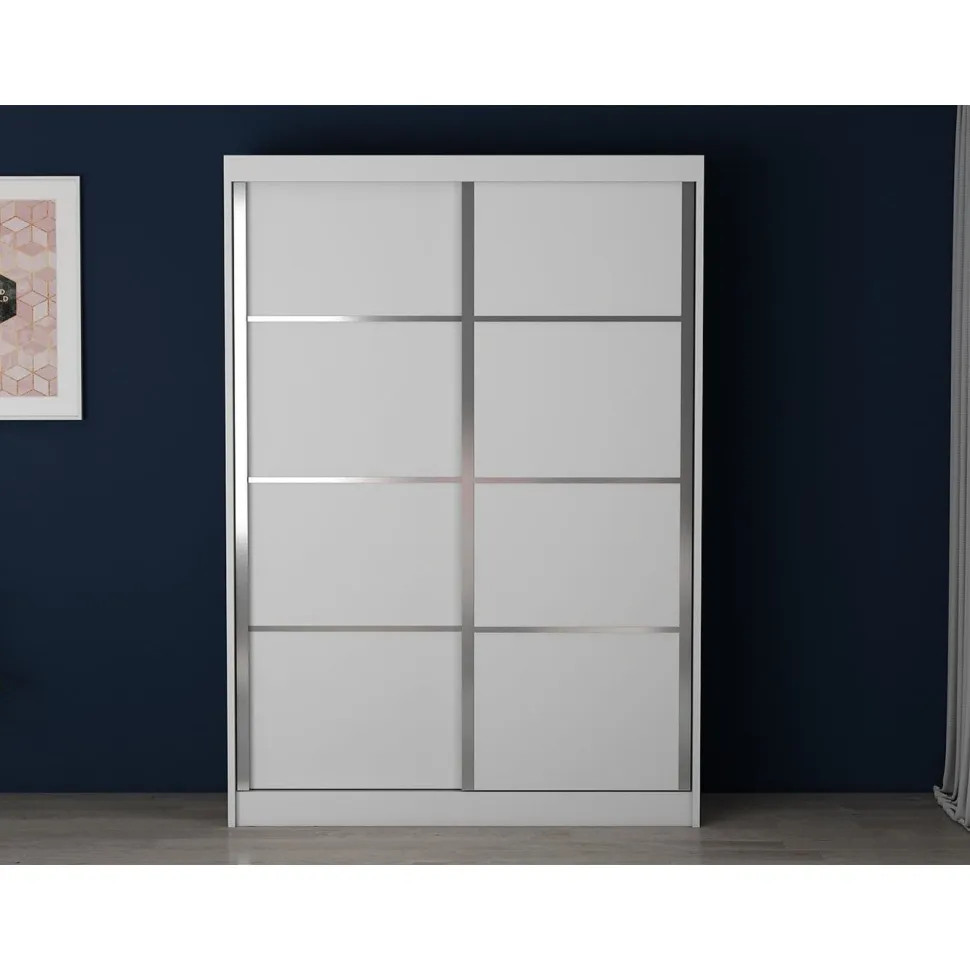Vaatekaappi liukuovilla Linento Furniture Stella, valkoinen