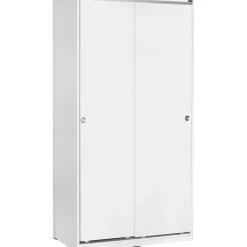 Vaatekaappi liukuovilla Linento Furniture Swd-402-Bb-2, leveys 94cm, korkeus 182cm, valkoinen