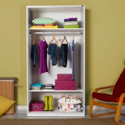 Vaatekaappi liukuovilla Linento Furniture Swd-402-Bb-2, leveys 94cm, korkeus 182cm, valkoinen