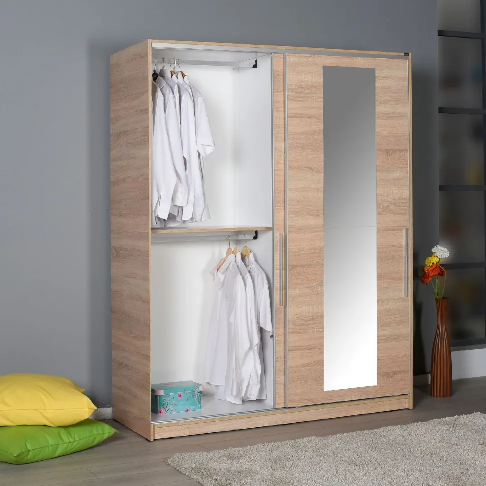 Vaatekaappi liukuovilla Linento Furniture SWD-716-SS-3 Sonomo, 160cm