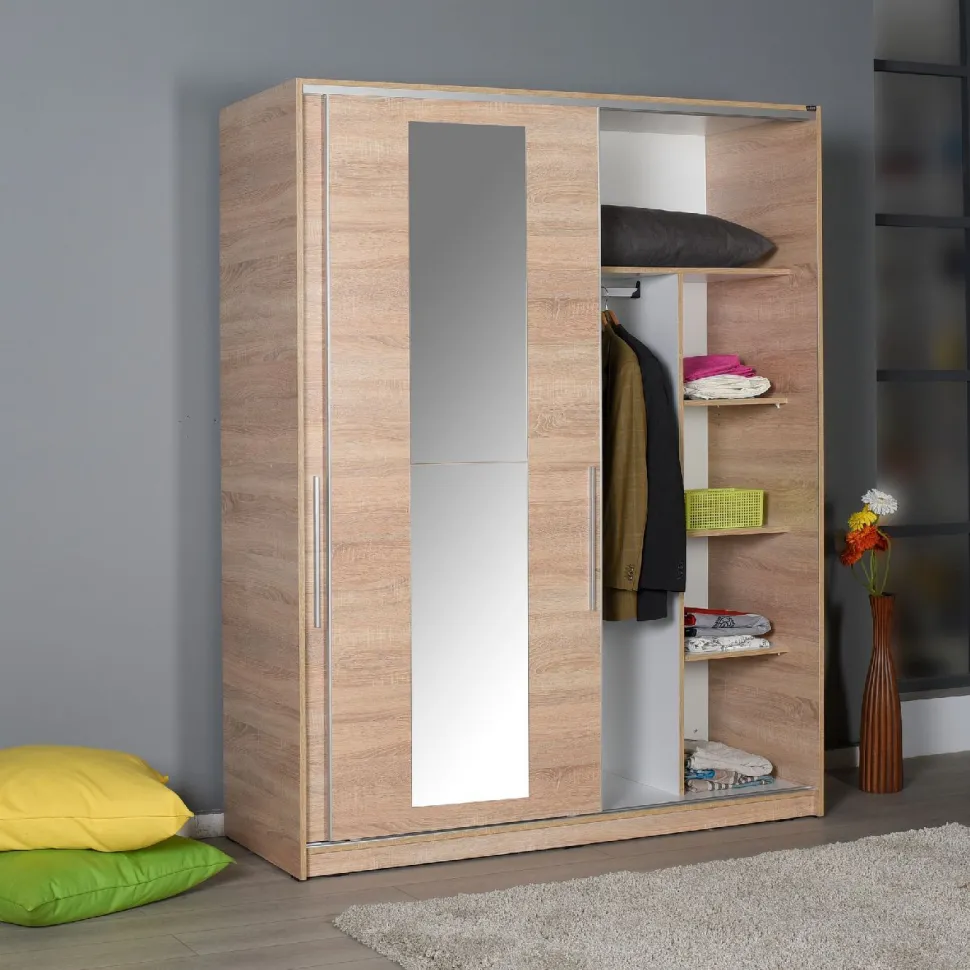 Vaatekaappi liukuovilla Linento Furniture SWD-716-SS-3 Sonomo, 160cm