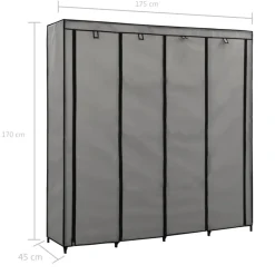 Vaatekaappi 4 lokerolla 175cm harmaa