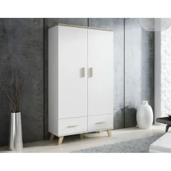 Vaatekaappi LOTTA 2D2S, valkoinen/beige (5081)
