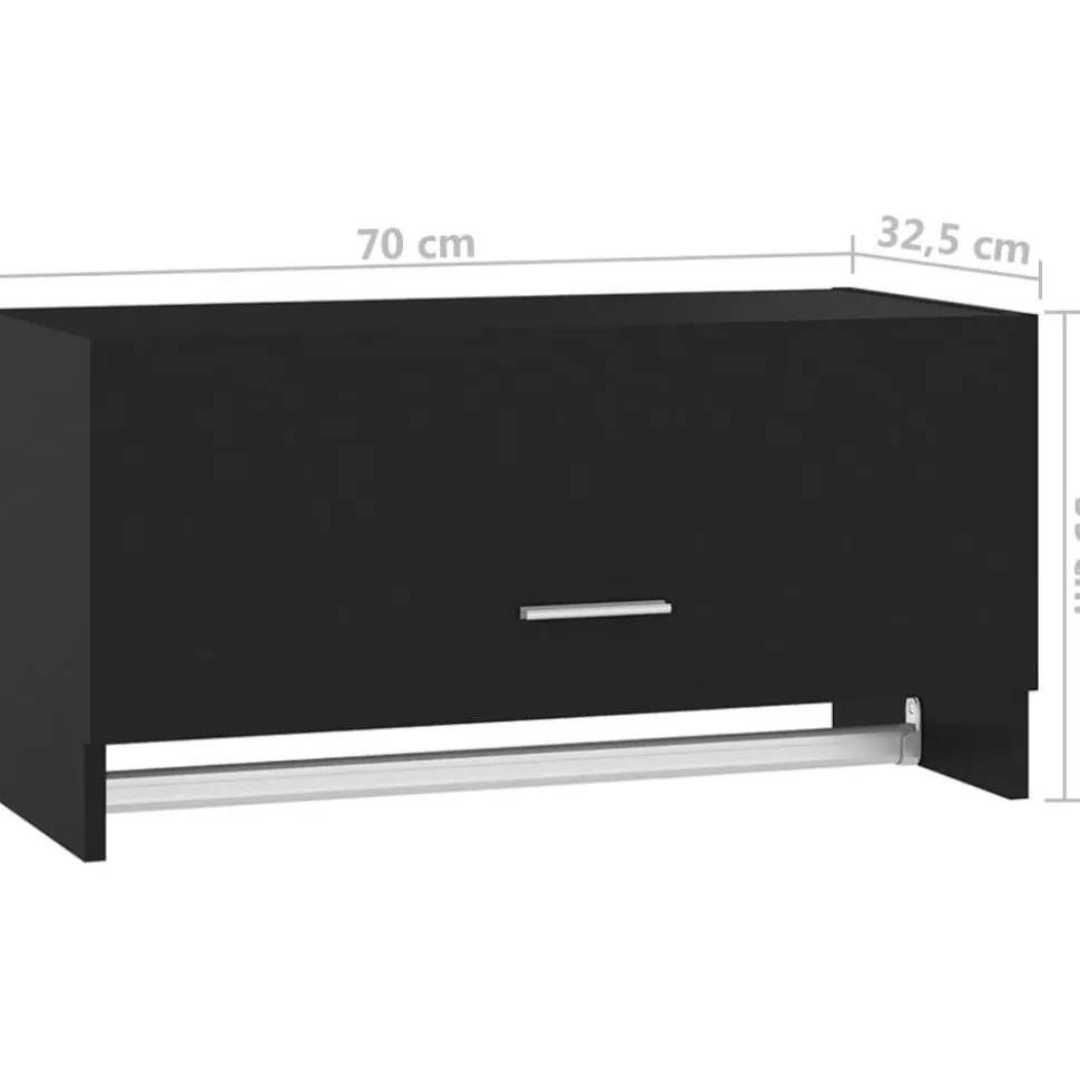 Vaatekaappi musta 70cm lastulevy