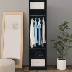 Vaatekaappi musta 50cm lastulevy