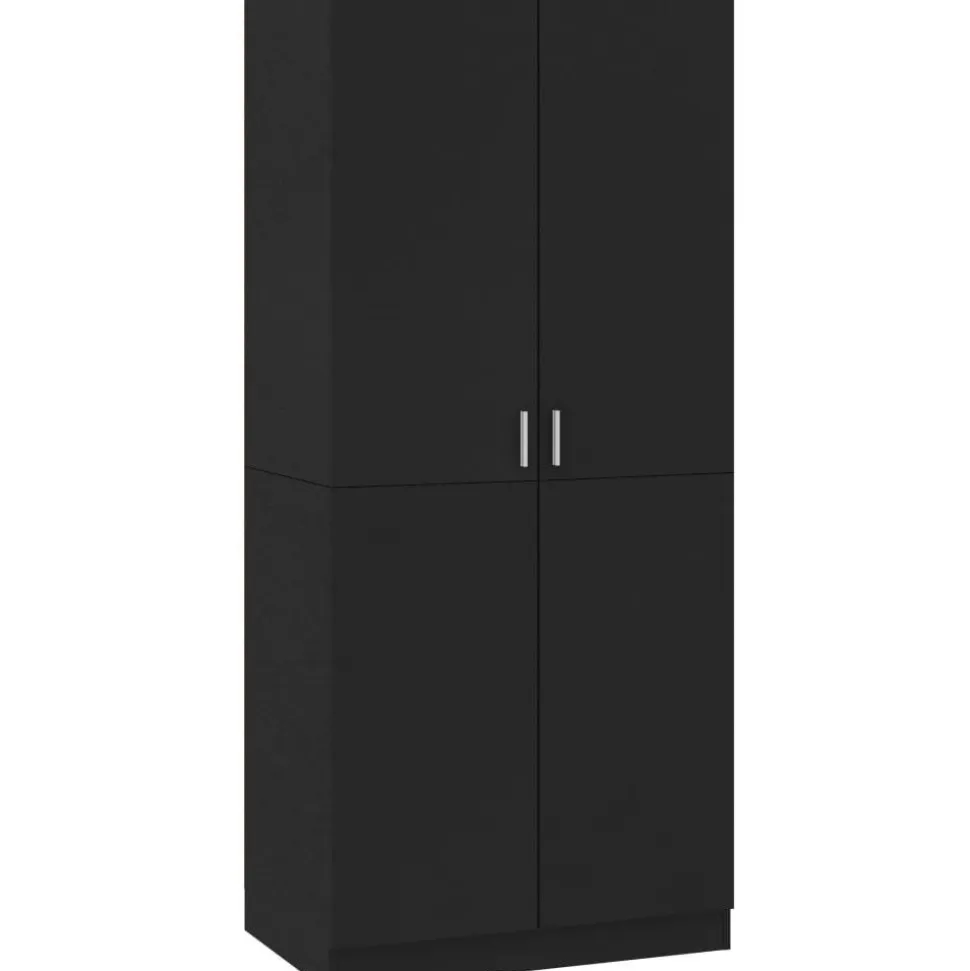 Vaatekaappi musta 80cm lastulevy