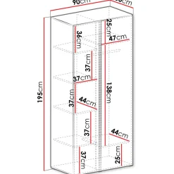 Vaatekaappi Nomla LUCA SYSTEM 3, 90x195cm, saranaovilla, ruskea