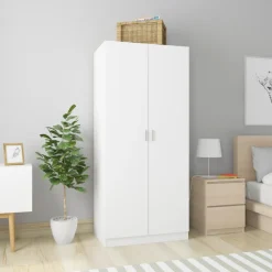 Vaatekaappi valkoinen 80cm lastulevy