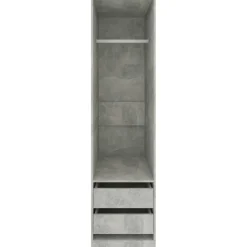 Vaatekaappi vetolaatikoilla betoninharmaa 50cm