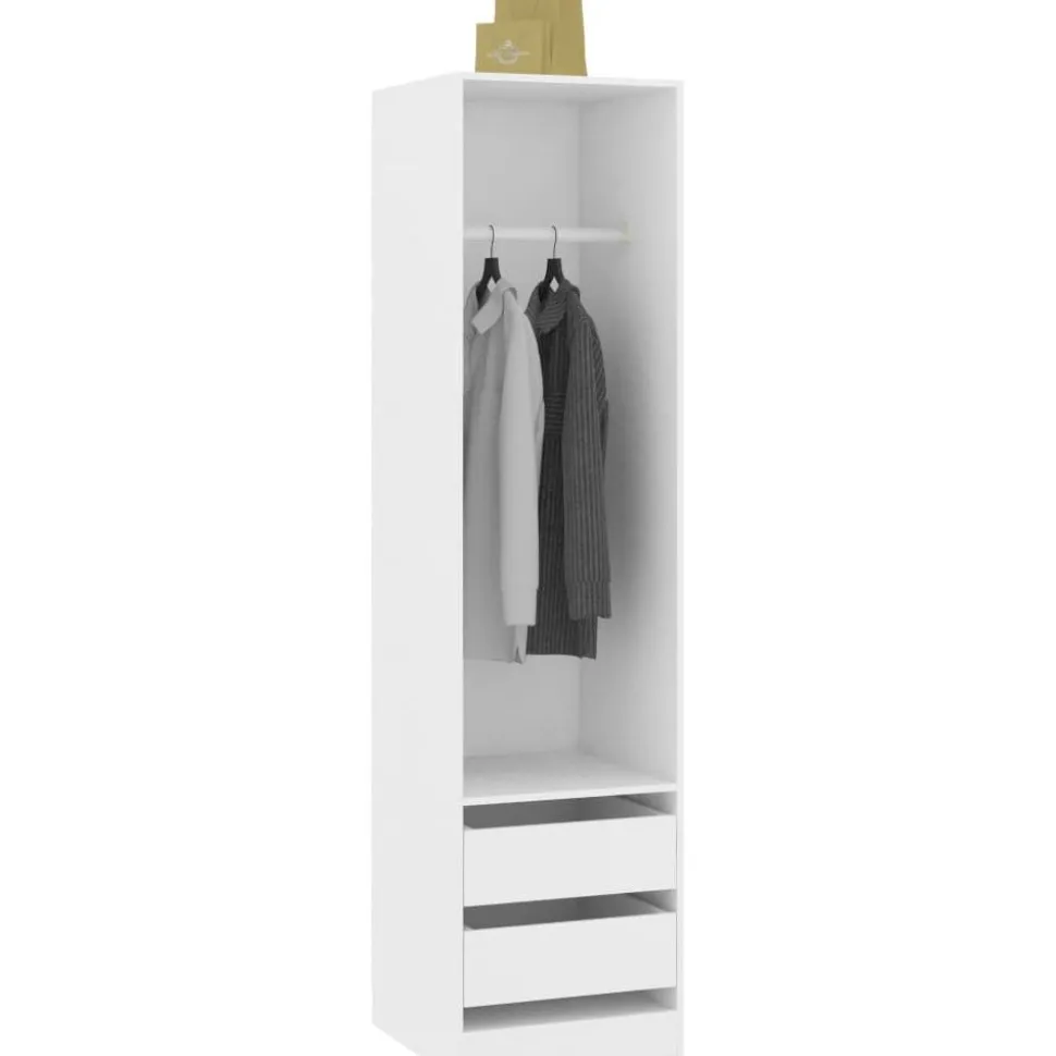 Vaatekaappi vetolaatikoilla valkoinen lastulevy 50cm