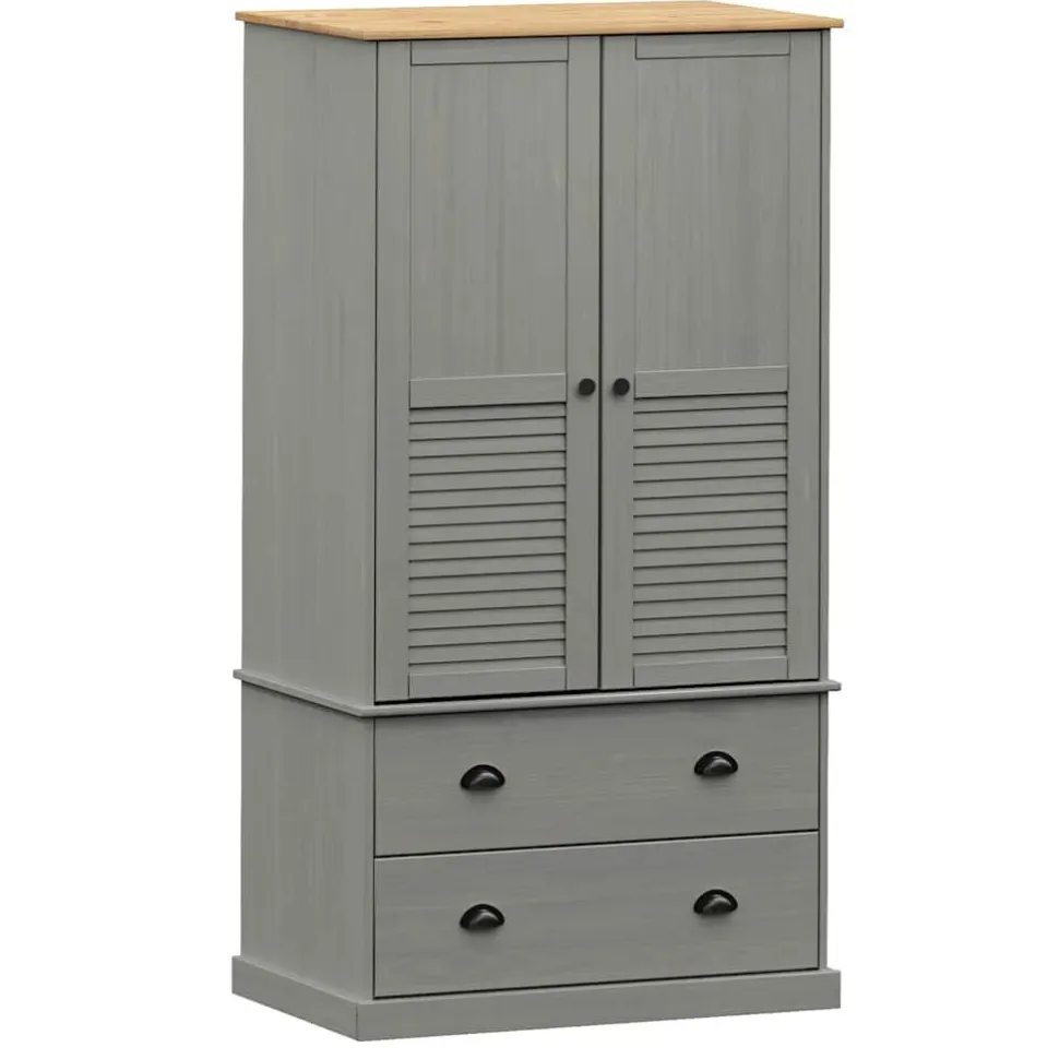 Vaatekaappi VIGO harmaa 90x55x170 cm täysi mänty (53165)