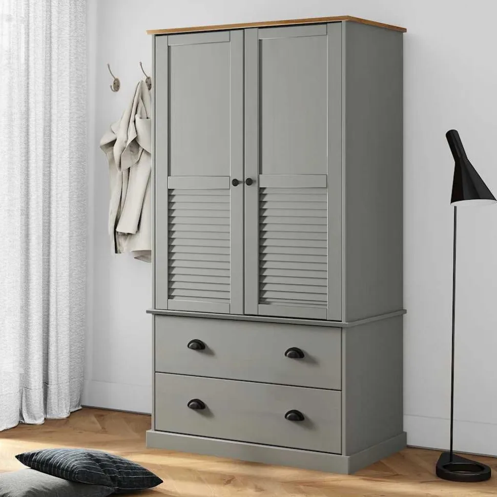 Vaatekaappi VIGO harmaa 90x55x170 cm täysi mänty (53165)
