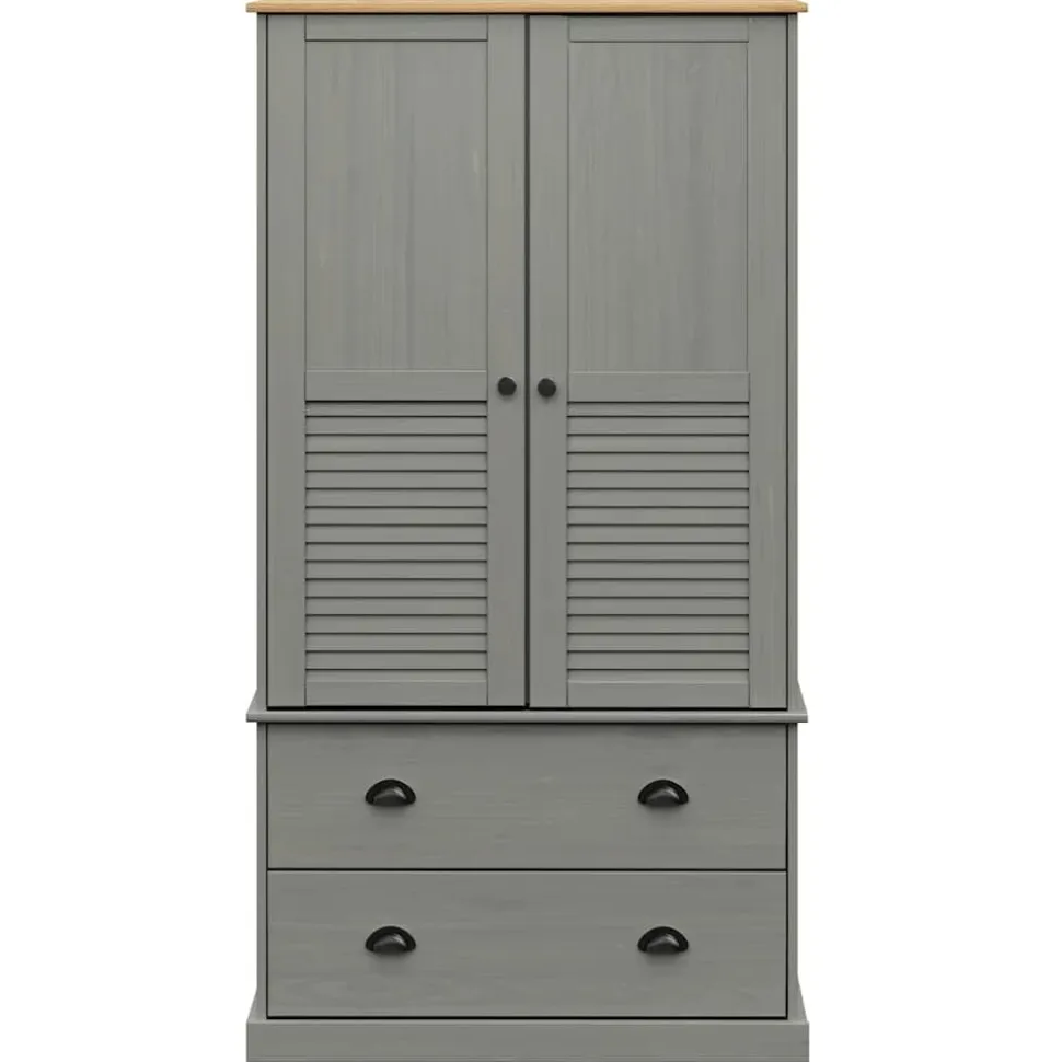 Vaatekaappi VIGO harmaa 90x55x170 cm täysi mänty (53165)