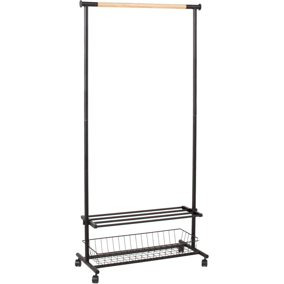 Vaateteline Home4You Forest 80x36x165cm musta/tammi