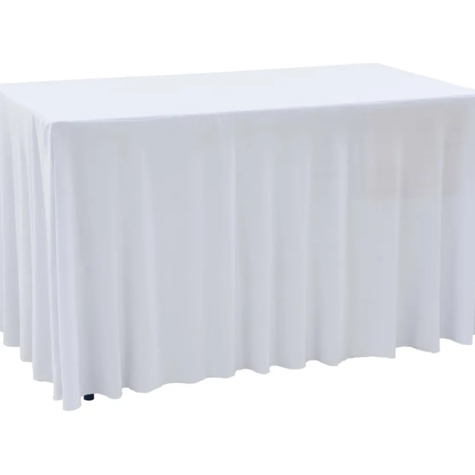 Venyvät pöytäliinat 2 kpl helmalla 183x76x74 cm valkoinen