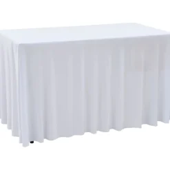 Venyvät pöytäliinat 2 kpl helmalla 120x60,5x74 cm valkoinen