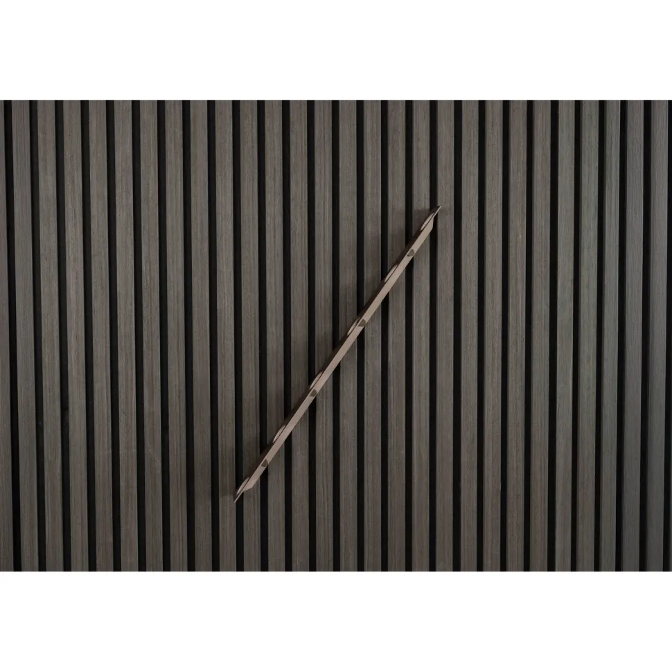 Viinipulloteline Fibrotech akustiikkalevyyn kuudelle pullolle, 570x62x20mm, teräs, messinki RAL 1004