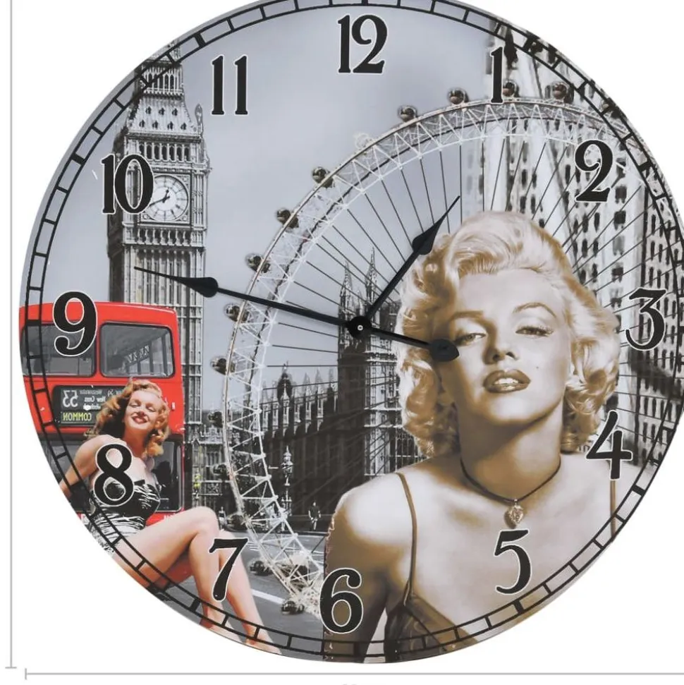 Vintagetyylinen seinäkello marilyn monroe 60 cm