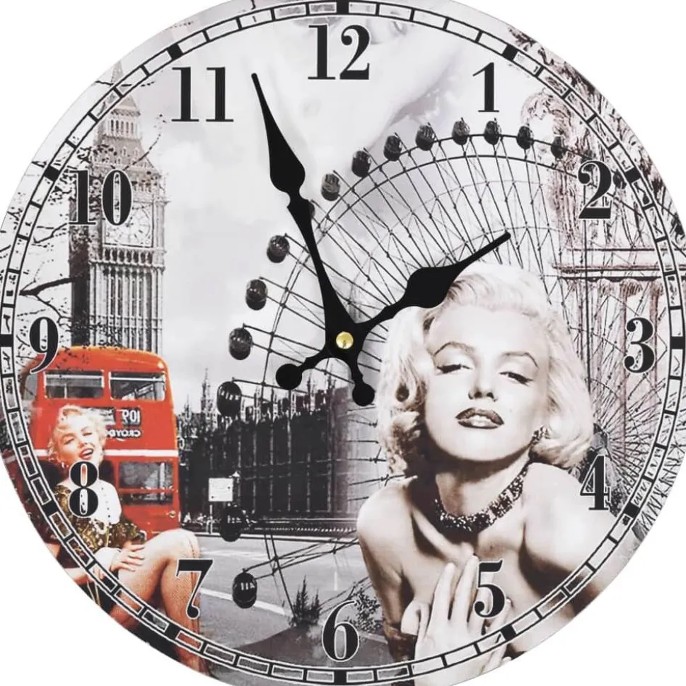 Vintagetyylinen seinäkello marilyn monroe 30 cm