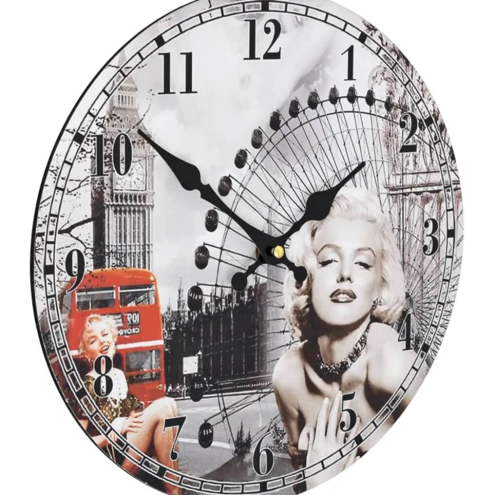 Vintagetyylinen seinäkello marilyn monroe 30 cm