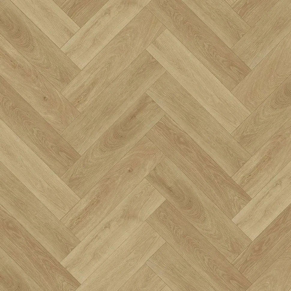 Vinyylilankku Check Floors Check One Herringbone 2074H Prenzlau Oak, vaaleanruskea, integroitu askeläänieriste