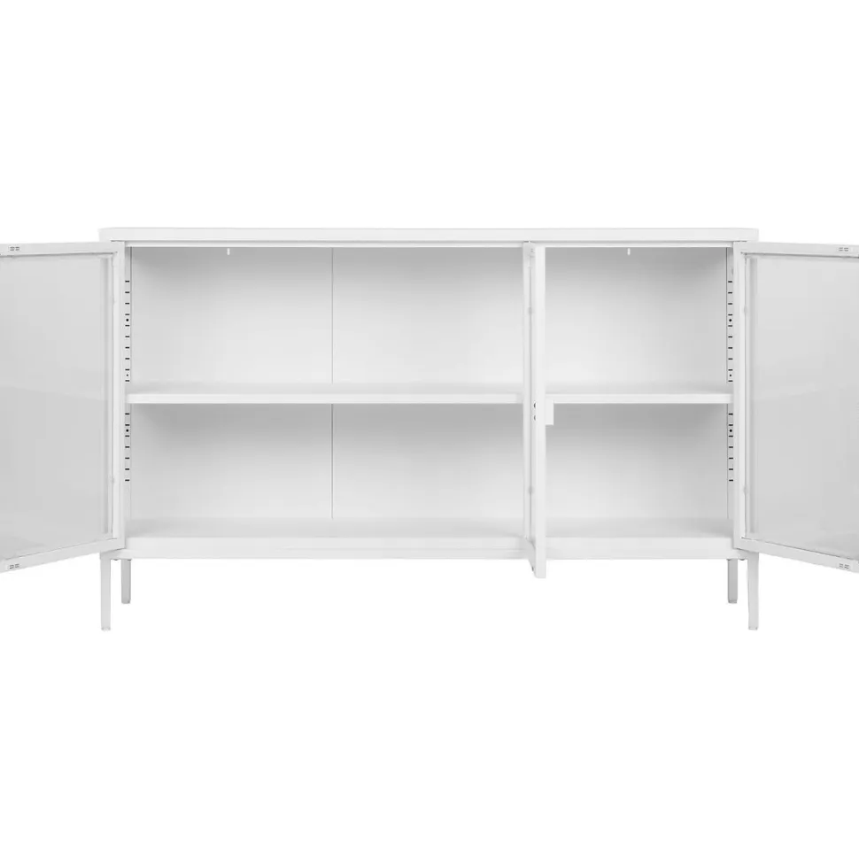 Vitriini House Nordic Brisbane, 140x40x85cm, 3 lasiovea, valkoinen teräs