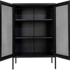 Vitriini House Nordic Melbourne, 80x40x120cm, 2 mesh-ovea, musta metalli