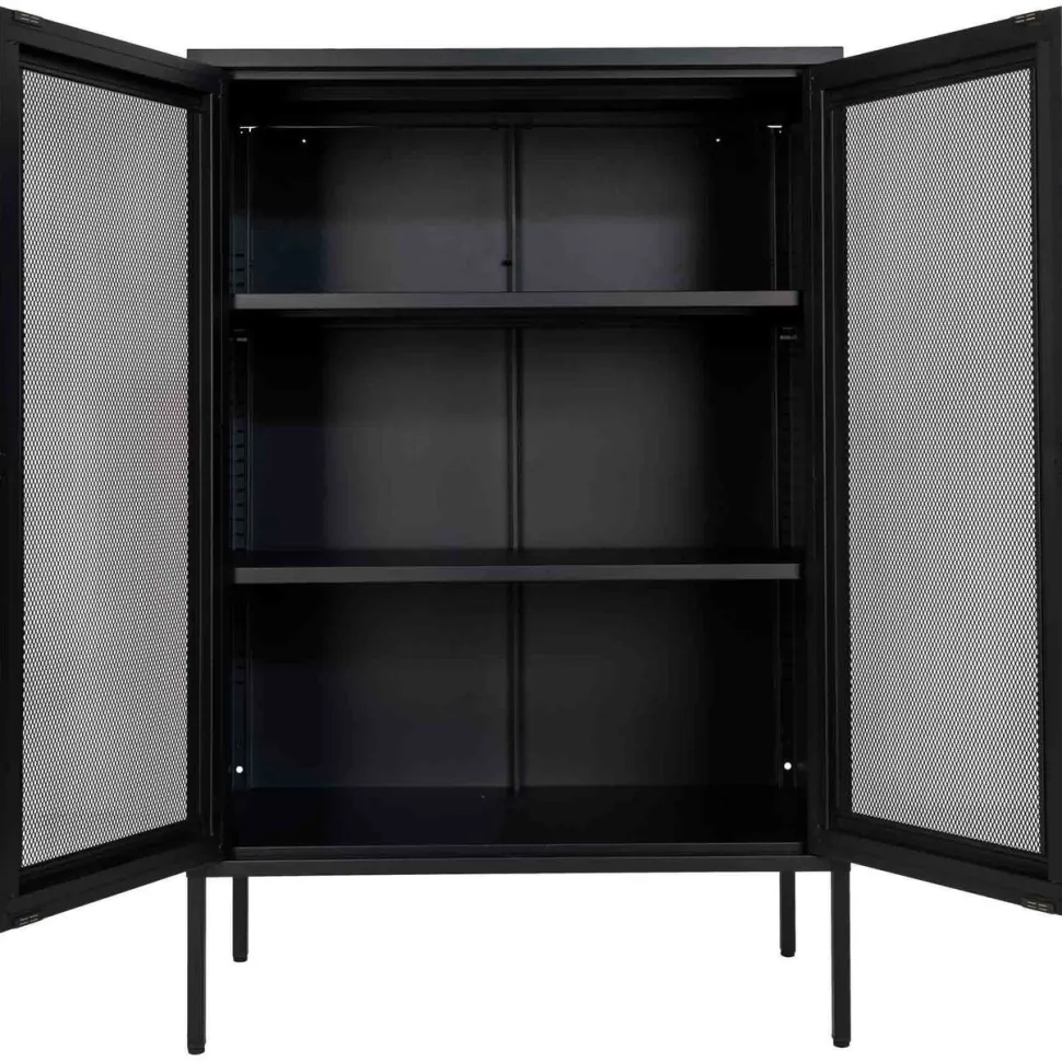 Vitriini House Nordic Melbourne, 80x40x120cm, 2 mesh-ovea, musta metalli