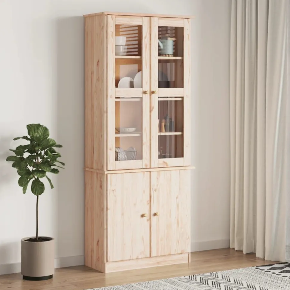 Vitriinikaappi ALTA 77x35x186,5 cm täysi mänty (53949)
