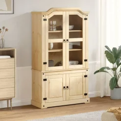 Vitriinikaappi Corona 103,5x42x180 cm täysi mänty (02777)
