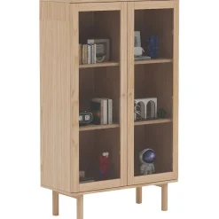 Vitriinikaappi Home4You HANSEN 90x40xK150 cm, melamiini, beige