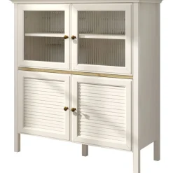 Vitriinikaappi Linento Furniture FRN-21022, 110x120cm, kerma/ruskea