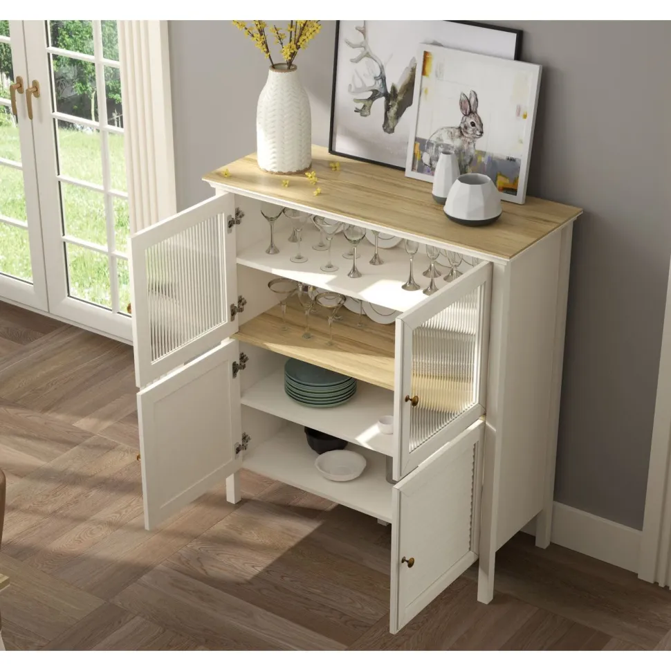 Vitriinikaappi Linento Furniture FRN-21022, 110x120cm, kerma/ruskea