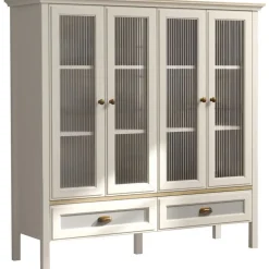 Vitriinikaappi Linento Furniture FRN-21029, 136x136cm, kerma/ruskea/harmaa