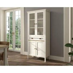 Vitriinikaappi Linento Furniture FRN-21020, 88x194cm, kerma/ruskea/harmaa