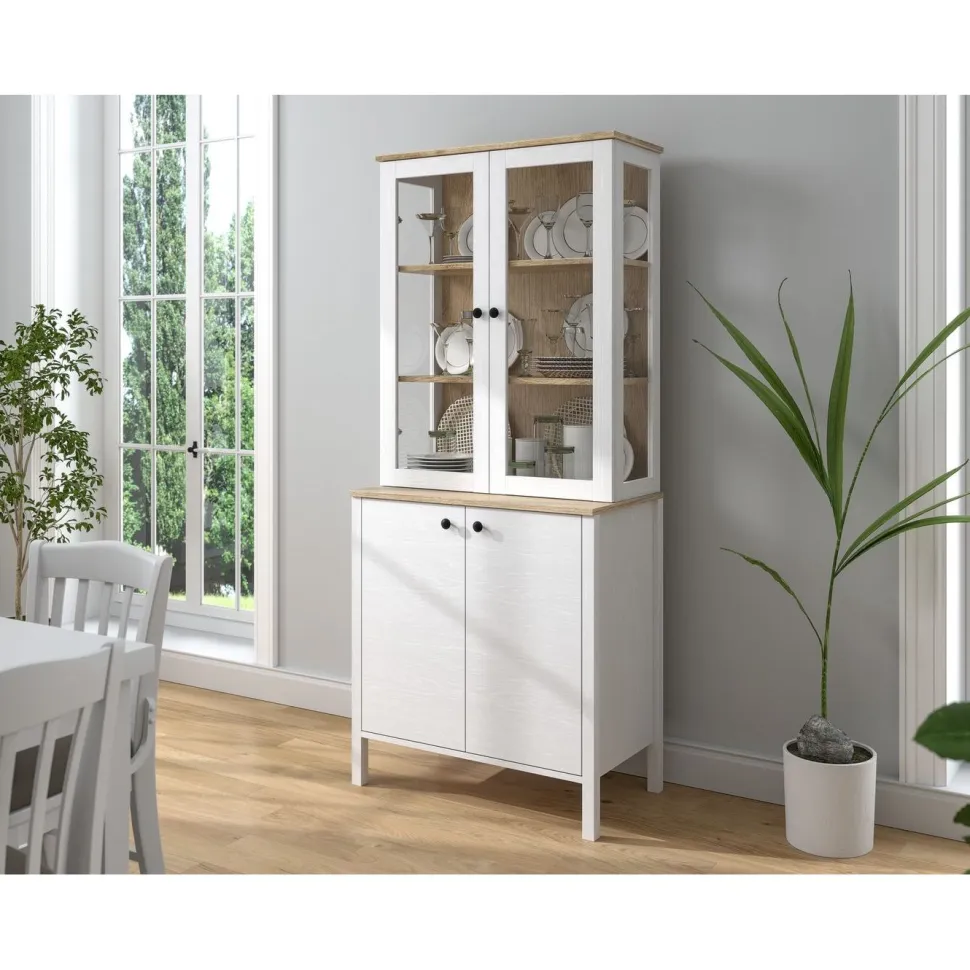 Vitriinikaappi Linento Furniture FRN-20070, 83x194cm, valkoinen