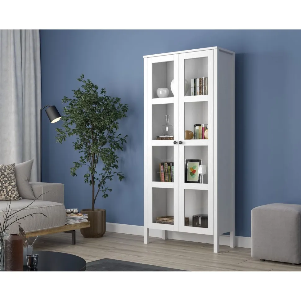 Vitriinikaappi Linento Furniture FRN-20032, 80x180cm, valkoinen