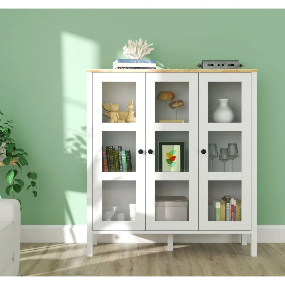 Vitriinikaappi Linento Furniture FRN-20073, 112x123cm, valkoinen