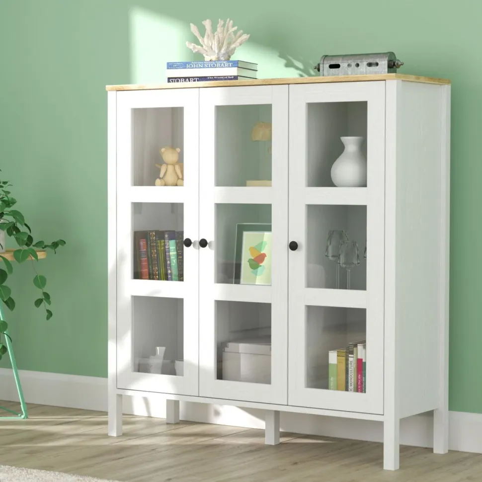 Vitriinikaappi Linento Furniture FRN-20073, 112x123cm, valkoinen