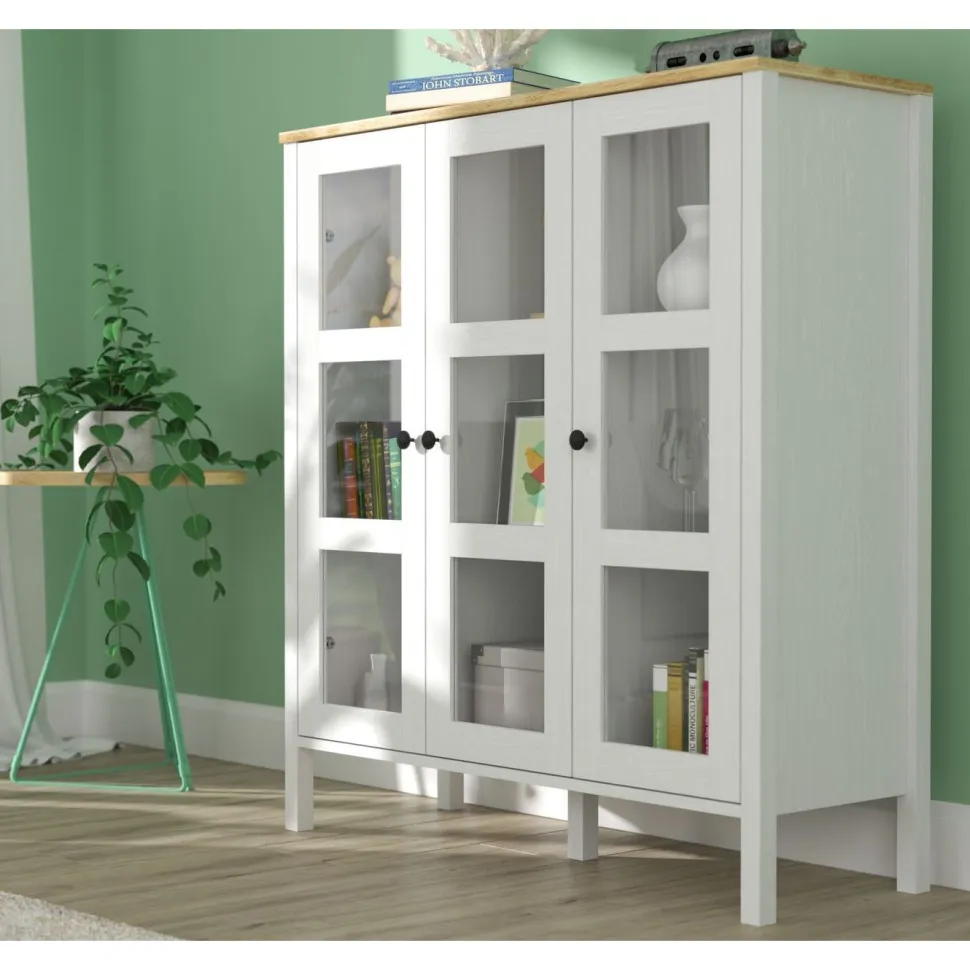 Vitriinikaappi Linento Furniture FRN-20073, 112x123cm, valkoinen