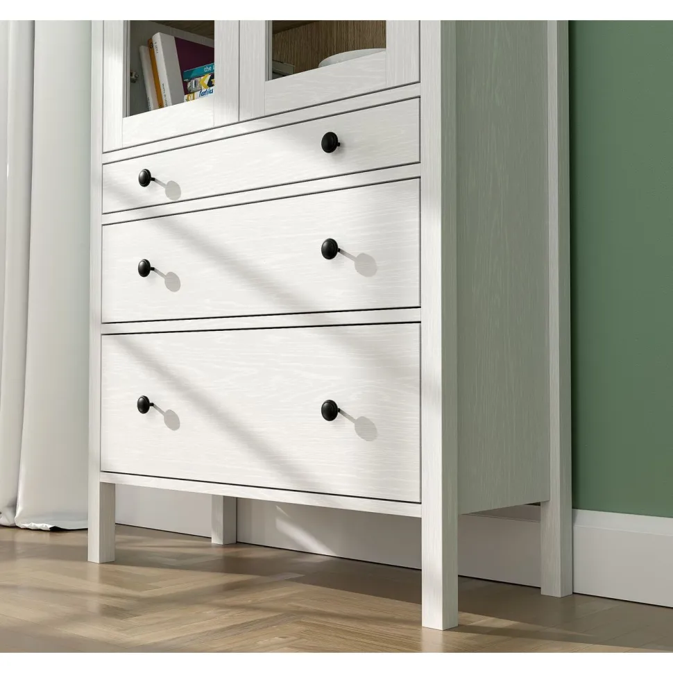 Vitriinikaappi Linento Furniture FRN-20069, 83x194cm, valkoinen/ruskea